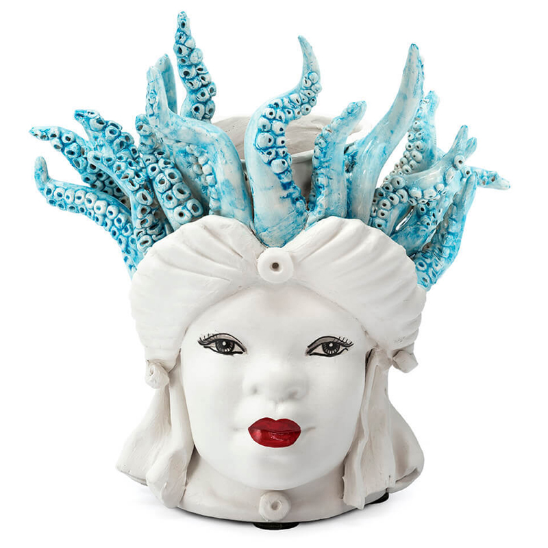 Ваза VASE MORO LADY SMALL MEDUSA Белый Голубой Ваза VASE MORO LADY SMALL MEDUSA Белый Голубой в Твери | Loft Concept