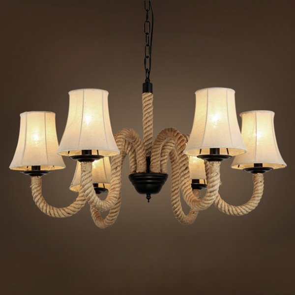 Люстра Loft Rope Chandelier 6 Бежевый Люстра Loft Rope Chandelier 6 Бежевый в Твери | Loft Concept