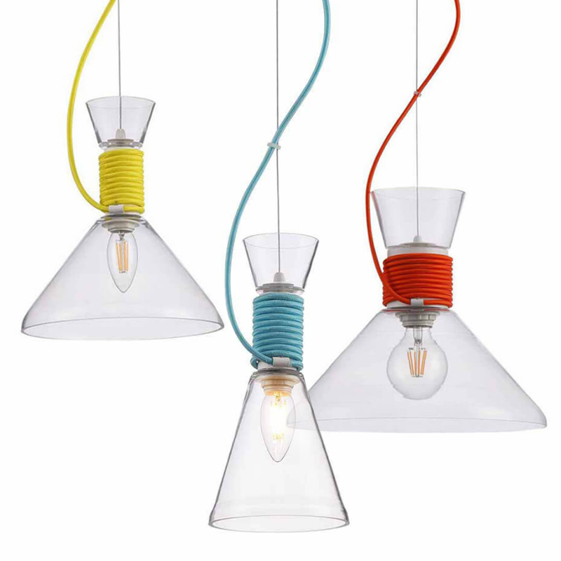 Подвесной Светильник Lamp With Multi-Colored Ropes Прозрачное Стекло Желтый Красный Голубой Подвесной Светильник Lamp With Multi-Colored Ropes Прозрачное Стекло Желтый Красный Голубой в Твери | Loft Concept