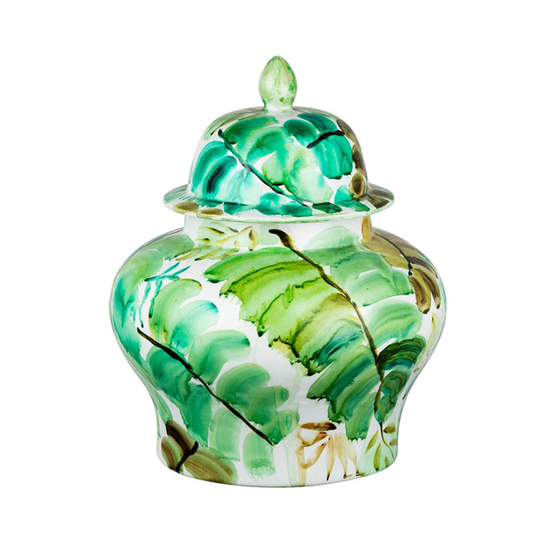 Ваза Vase Green Leaves II Белый Зеленый Ваза Vase Green Leaves II Белый Зеленый в Твери | Loft Concept