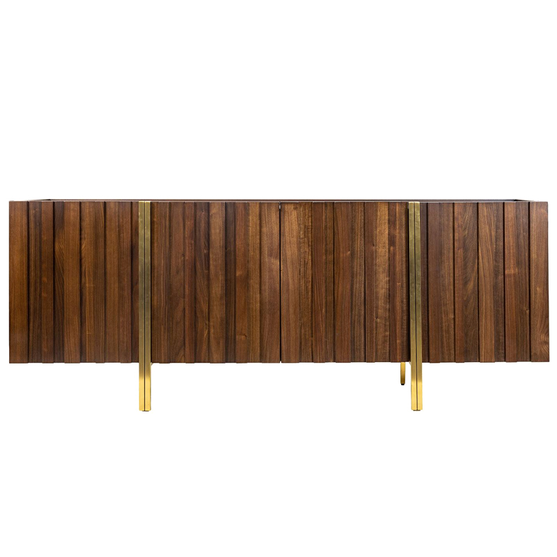 Комод с мраморной столешницей Walnut Veneer Коричневый Белый Латунь Комод с мраморной столешницей Walnut Veneer Коричневый Белый Латунь в Твери | Loft Concept