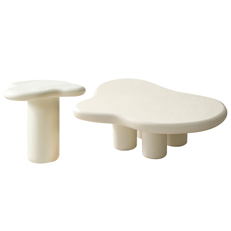 Комплект кофейных столиков Aine Curved Coffee Tables Молочный Черный Комплект кофейных столиков Aine Curved Coffee Tables Молочный Черный в Твери | Loft Concept