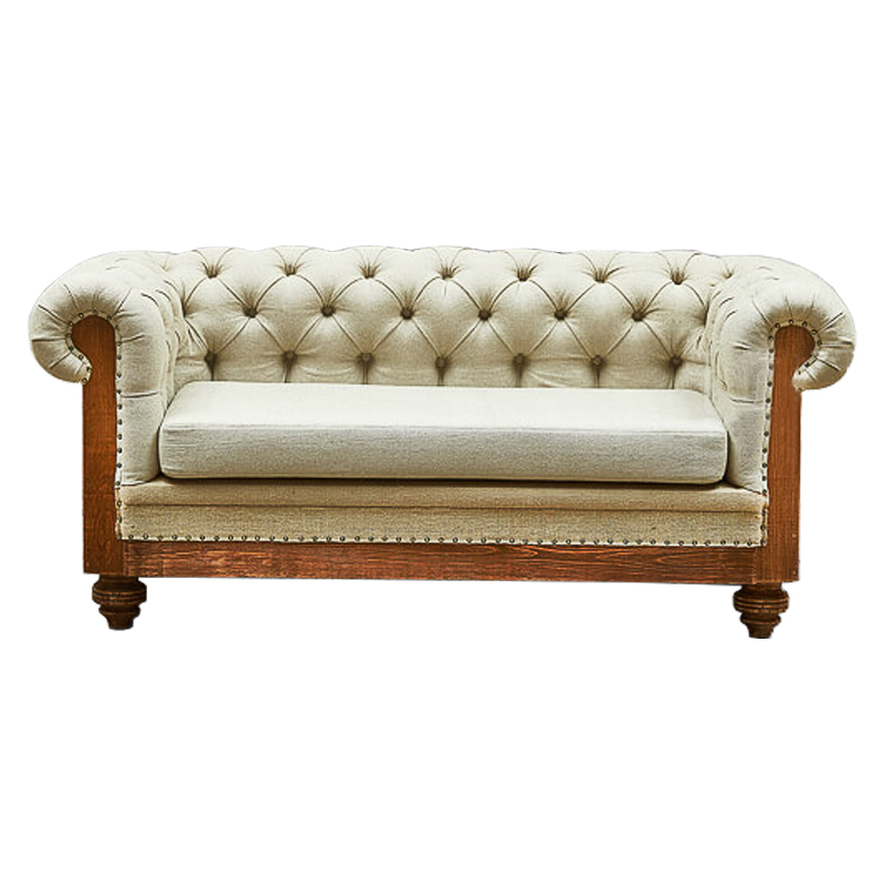 Диван Deconstructed Chesterfield Sofa double Ivory Linen ivory ( слоновая кость ) Коричневый в Твери | Loft Concept 