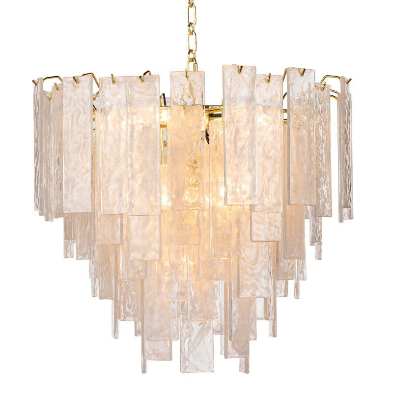 Люстра Textured Glass Chandelier Rectangular Pendants Золотой Прозрачный (Transparent) Люстра Textured Glass Chandelier Rectangular Pendants Золотой Прозрачный (Transparent) в Твери | Loft Concept