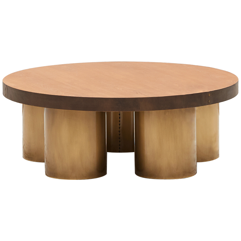 Круглый кофейный стол Stokes Coffee Table Латунь Коричневый Древесина Круглый кофейный стол Stokes Coffee Table Латунь Коричневый Древесина в Твери | Loft Concept