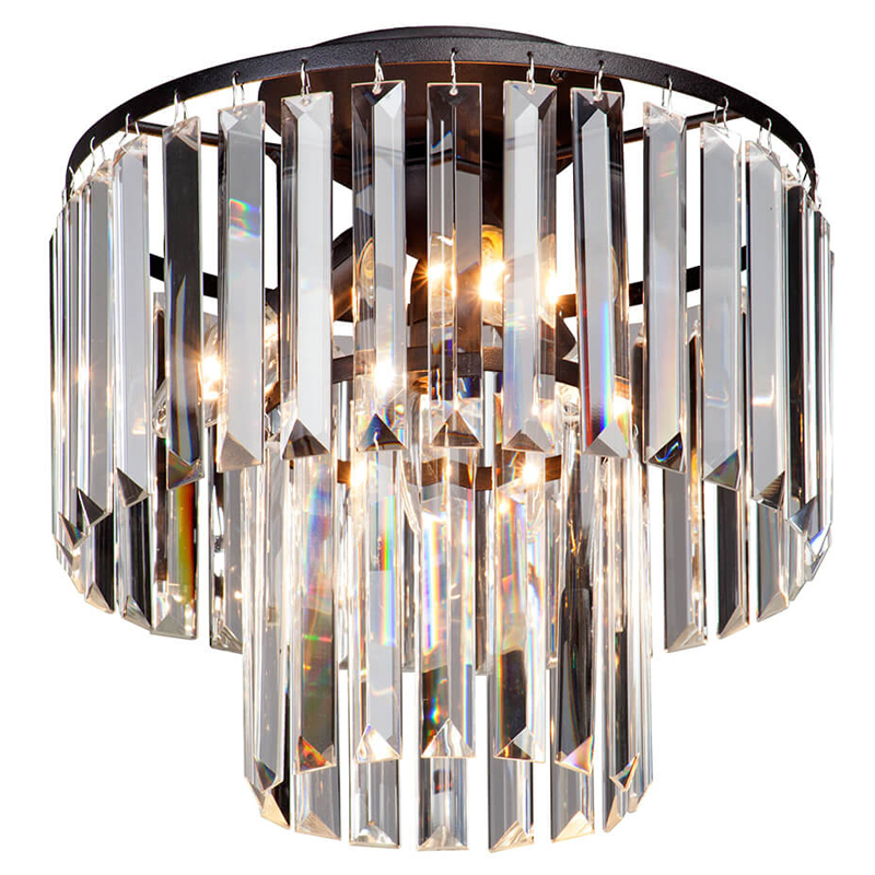 Потолочный светильник ODEON CLEAR GLASS 2-TIER диаметр 31 см Черный Прозрачное Стекло Потолочный светильник ODEON CLEAR GLASS 2-TIER диаметр 31 см Черный Прозрачное Стекло в Твери | Loft Concept