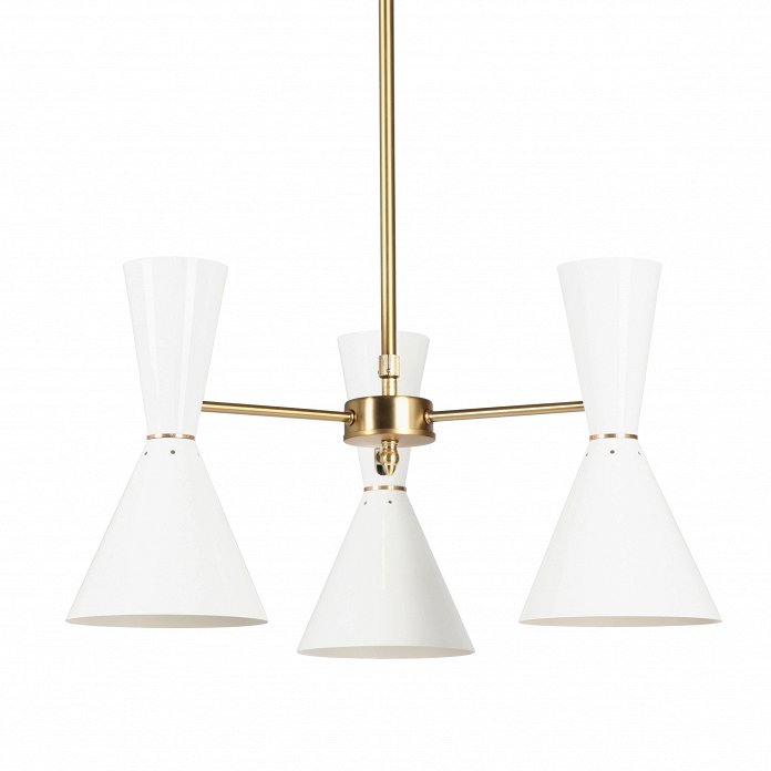 Люстра CAIRO Chandelier 3 Arm White Белый Латунь Люстра CAIRO Chandelier 3 Arm White Белый Латунь в Твери | Loft Concept
