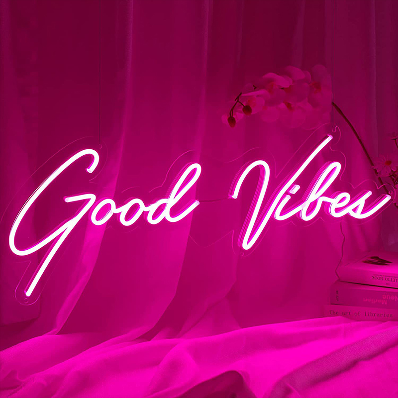 Неоновая настенная лампа Good Vibes Neon Wall Lamp Прозрачный Розовый Неоновая настенная лампа Good Vibes Neon Wall Lamp Прозрачный Розовый в Твери | Loft Concept