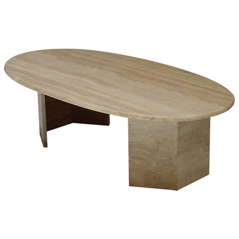 Кофейный стол Oval Travertine Coffee Table Коричневый Кофейный стол Oval Travertine Coffee Table Коричневый в Твери | Loft Concept