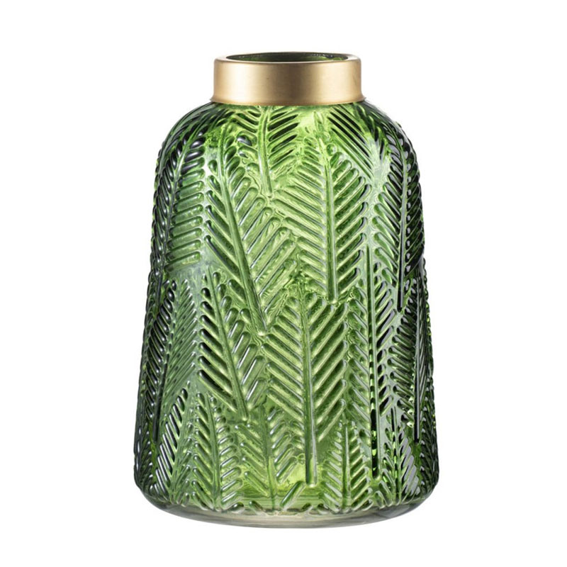 Ваза Green Vase Golden Throat high Золотой Прозрачный зеленый Ваза Green Vase Golden Throat high Золотой Прозрачный зеленый в Твери | Loft Concept