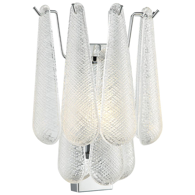 Бра Textured Glass Drops Wall Lamp Хром Белый Бра Textured Glass Drops Wall Lamp Хром Белый в Твери | Loft Concept