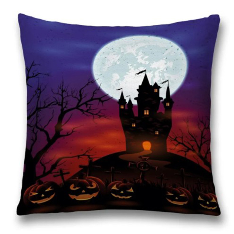 Подушка Halloween Castle Синий Черный Красный Подушка Halloween Castle Синий Черный Красный в Твери | Loft Concept