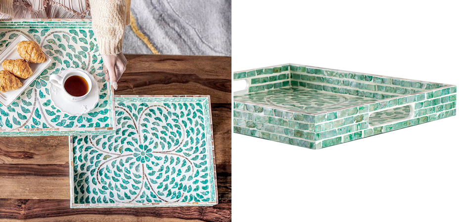 Поднос с отделкой раковинами устриц Bone Inlay Поднос с отделкой раковинами устриц Bone Inlay - Loft-Concept в Твери