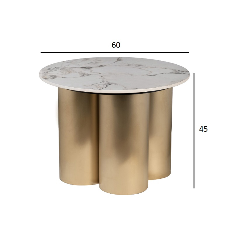 Стол журнальный круглый керамогранит белый Keramos в Твери
