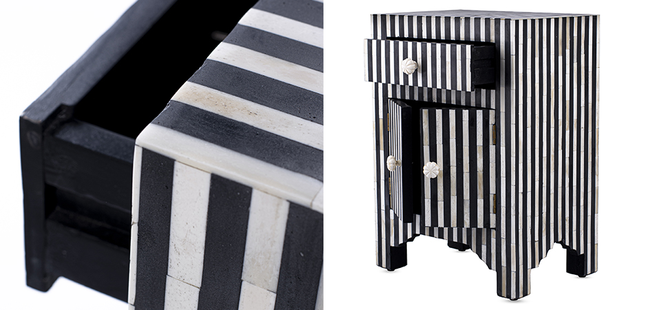 Тумба инкрустация костью Inlaid Bone Stripes чёрно-белые полосы Тумба инкрустация костью Inlaid Bone Stripes чёрно-белые полосы - Loft-Concept в Твери