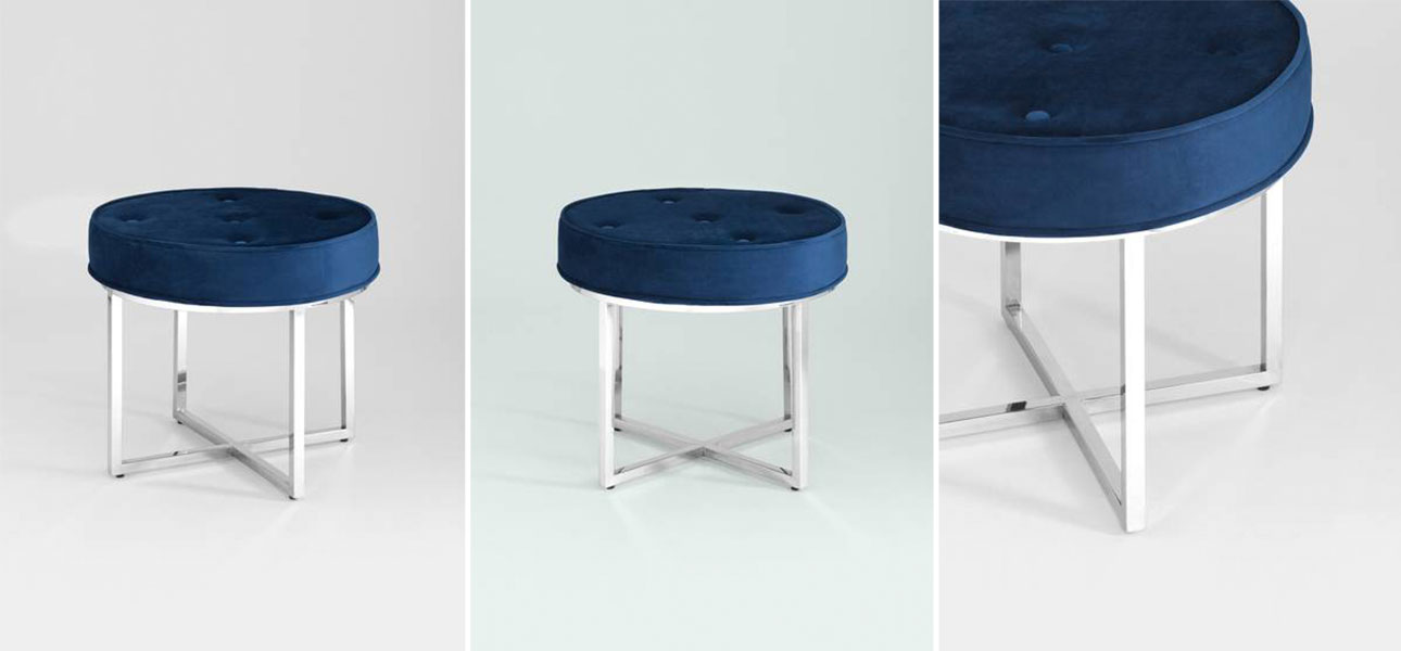 Пуф синий велюр Neoclassic Crossroads Silver - фото