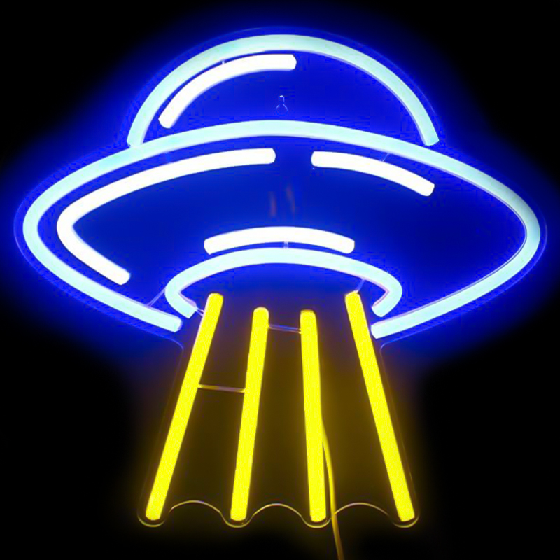 Неоновая настенная лампа UFO Neon Wall Lamp Желтый Синий Неоновая настенная лампа UFO Neon Wall Lamp Желтый Синий в Твери | Loft Concept
