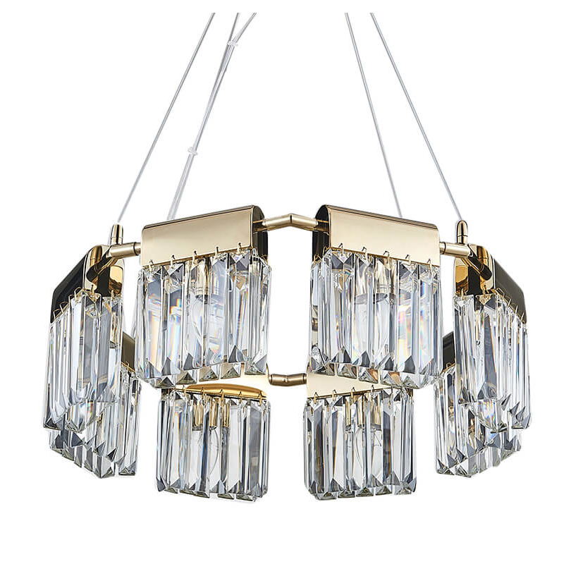 Люстра Crystal Pendants gold 8 Глянцевое золото Прозрачное Стекло Люстра Crystal Pendants gold 8 Глянцевое золото Прозрачное Стекло в Твери | Loft Concept