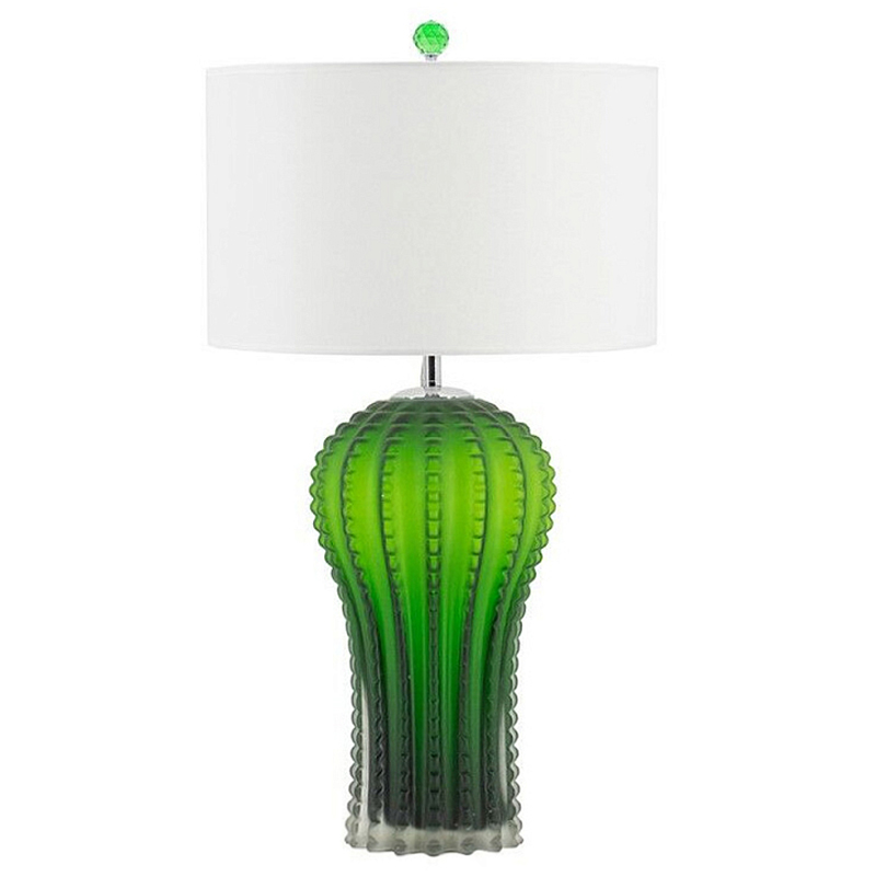 Настольная лампа с тканевым абажуром и основанием в форме кактуса Cactus Table Lamp Белый Зеленый в Твери | Loft Concept 