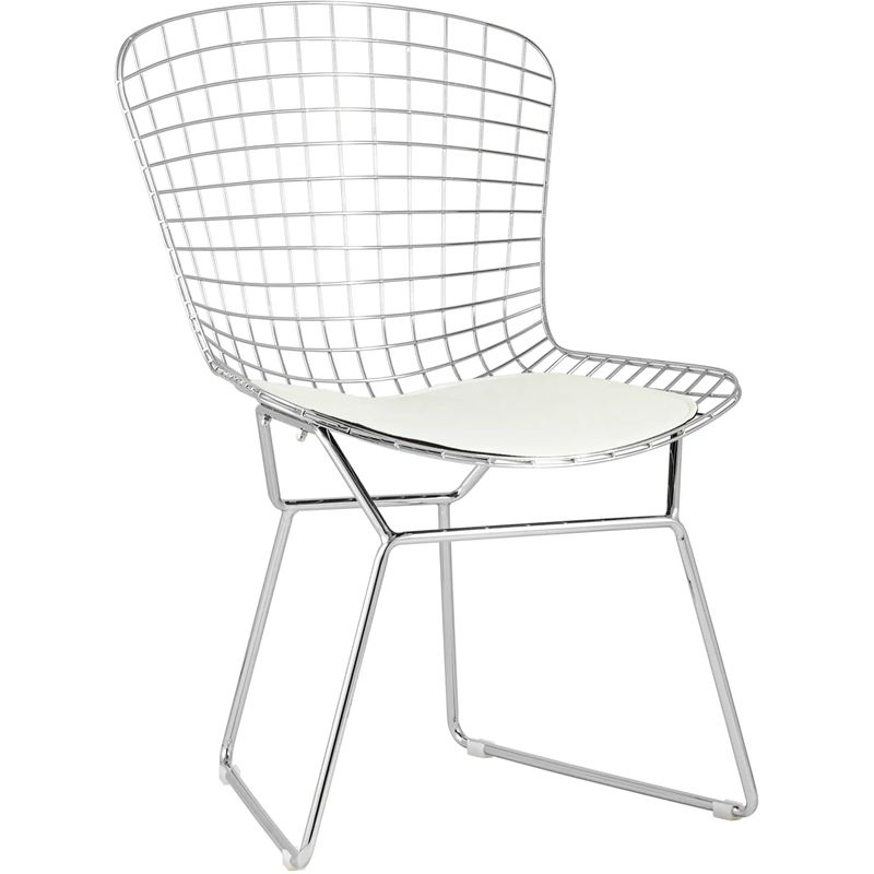 Стул Bertoia Chair Хромированный с Белой подушкой Хром Белый Стул Bertoia Chair Хромированный с Белой подушкой Хром Белый в Твери | Loft Concept