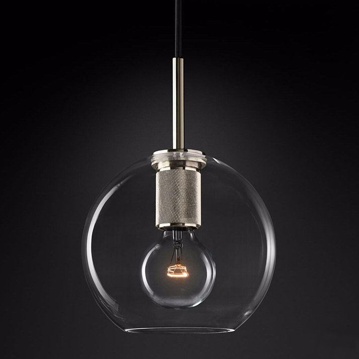 Подвесной светильник RH Utilitaire Globe Pendant Silver Никель Прозрачное Стекло в Твери | Loft Concept 