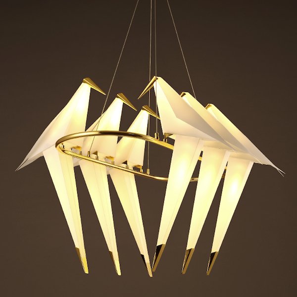 Люстра Origami Bird Chandelier 6 Бежево-серый Золотой Люстра Origami Bird Chandelier 6 Бежево-серый Золотой в Твери | Loft Concept