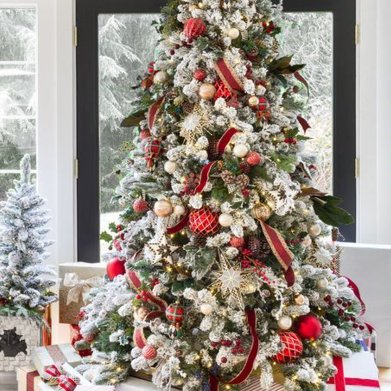 Дизайнерская Ель с Красным Декором Christmas Tree Christmas British Style Красный Белый Зеленый Дизайнерская Ель с Красным Декором Christmas Tree Christmas British Style Красный Белый Зеленый в Твери | Loft Concept