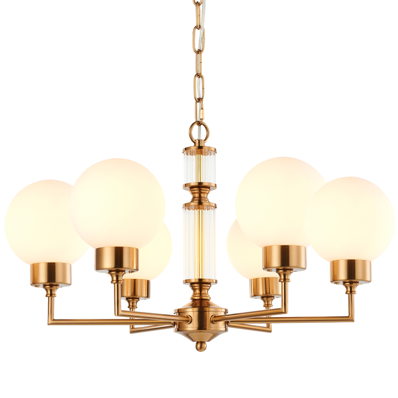 Люстра Zibille Chandelier Brass 58 Латунь Белое матовое стекло Прозрачный Люстра Zibille Chandelier Brass 58 Латунь Белое матовое стекло Прозрачный в Твери | Loft Concept