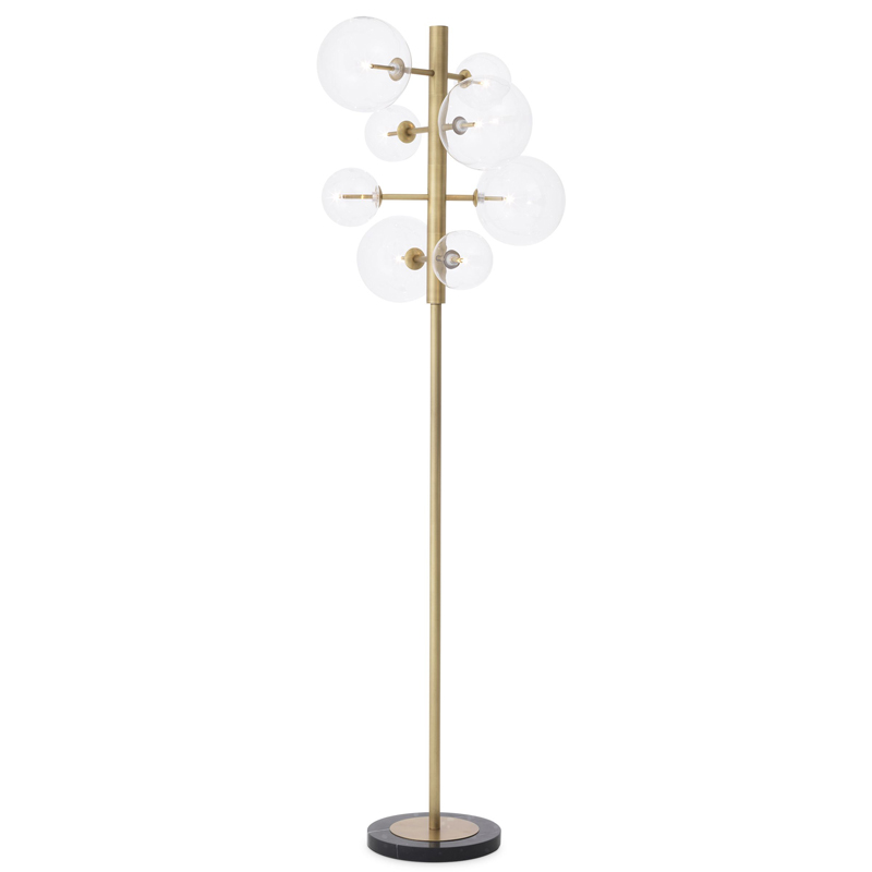 Торшер Eichholtz Floor Lamp Argento Латунь Прозрачное Стекло Черный Мрамор Nero Торшер Eichholtz Floor Lamp Argento Латунь Прозрачное Стекло Черный Мрамор Nero в Твери | Loft Concept
