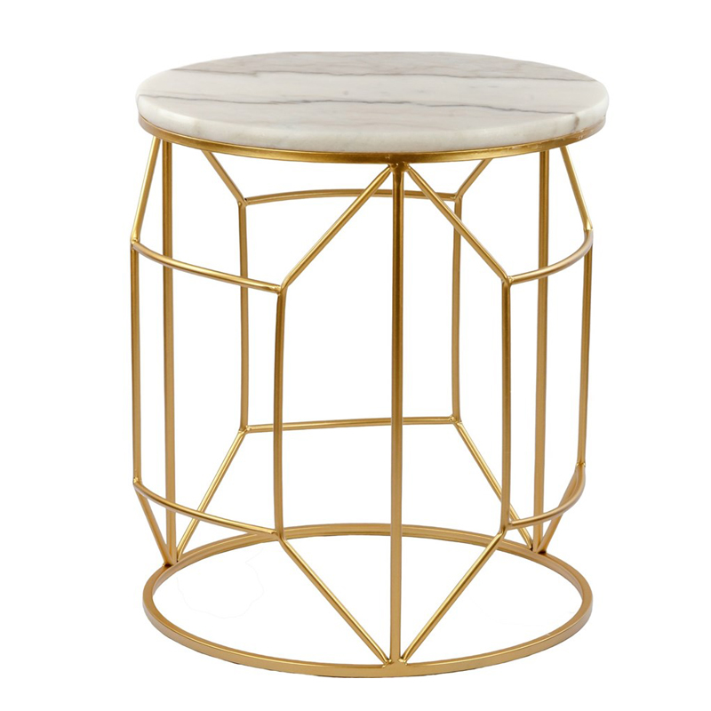 Приставной столик Decorative Table белый мрамор Золотой Белый Мрамор Bianco в Твери | Loft Concept 
