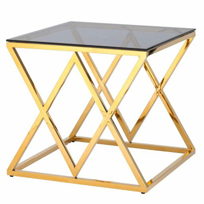 Стол приставной Geometry Rhombus Gold Золотой Стекло Смок Стол приставной Geometry Rhombus Gold Золотой Стекло Смок в Твери | Loft Concept