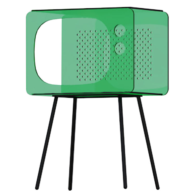 Зеленая тумбочка в виде телевизора из акрила Green Acrylic Television Nightstand Зеленый Черный Зеленая тумбочка в виде телевизора из акрила Green Acrylic Television Nightstand Зеленый Черный в Твери | Loft Concept