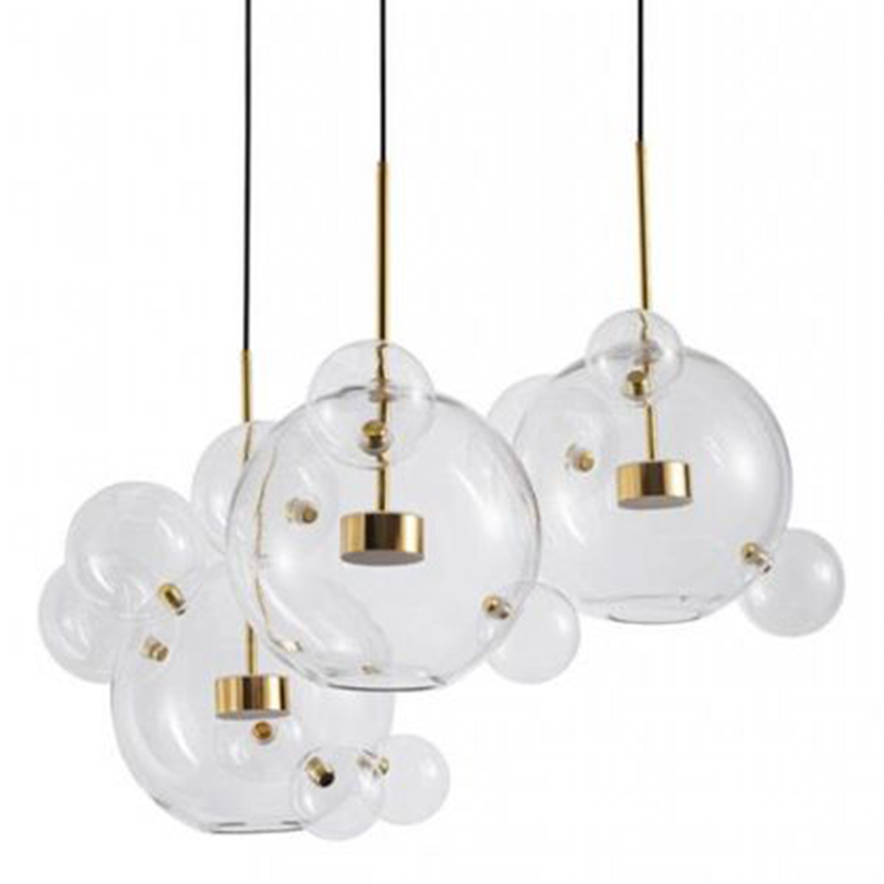 Светодиодный светильник Giopato & Coombes Bubble Chandelier Gold Circle 3 плафона Белый Золотой Прозрачное Стекло Светодиодный светильник Giopato & Coombes Bubble Chandelier Gold Circle 3 плафона Белый Золотой Прозрачное Стекло в Твери | Loft Concept