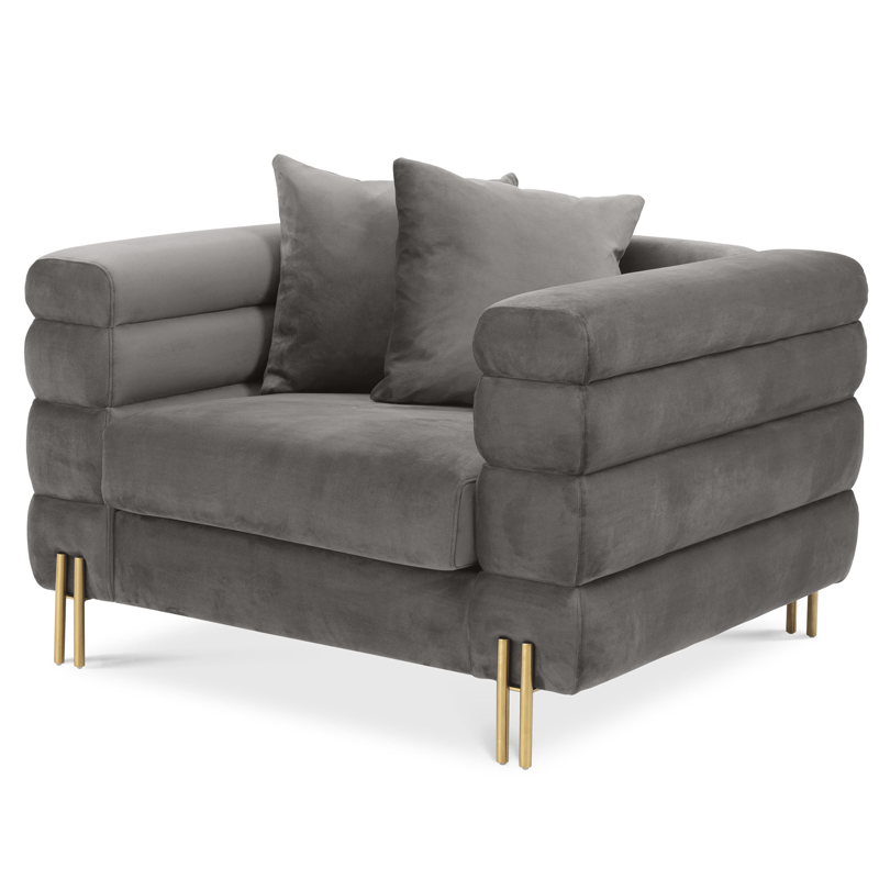 Кресло Eichholtz Chair York grey Серый Латунь Кресло Eichholtz Chair York grey Серый Латунь в Твери | Loft Concept