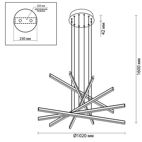 Люстра Rolf Six Black Lines Chandelier Люстра Rolf Six Black Lines Chandelier в Твери