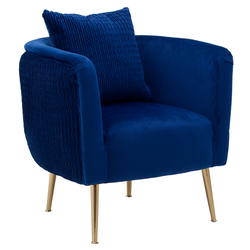 Кресло Yvette Armchair Blue Синий Глянцевое золото Кресло Yvette Armchair Blue Синий Глянцевое золото в Твери | Loft Concept