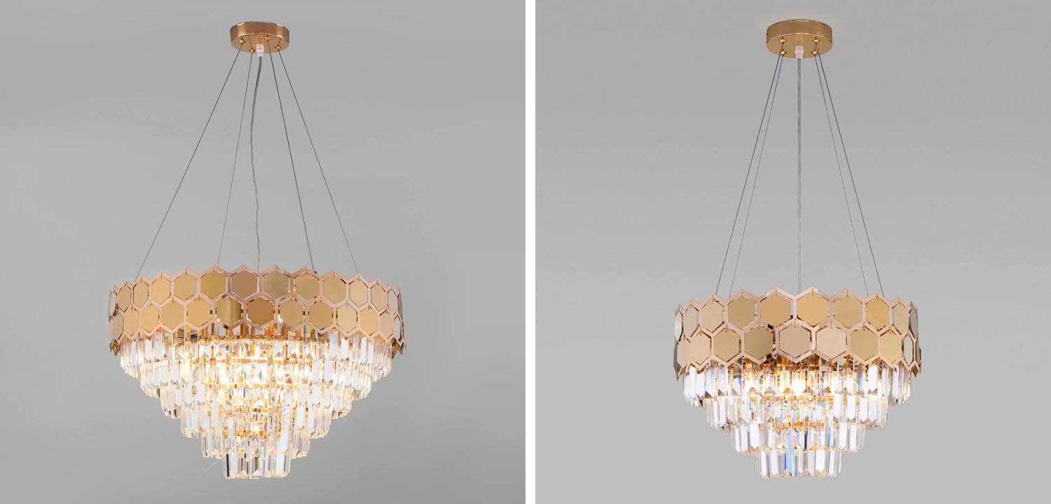 Люстра Hanging Hexagon Moira Chandelier gold - фото №1