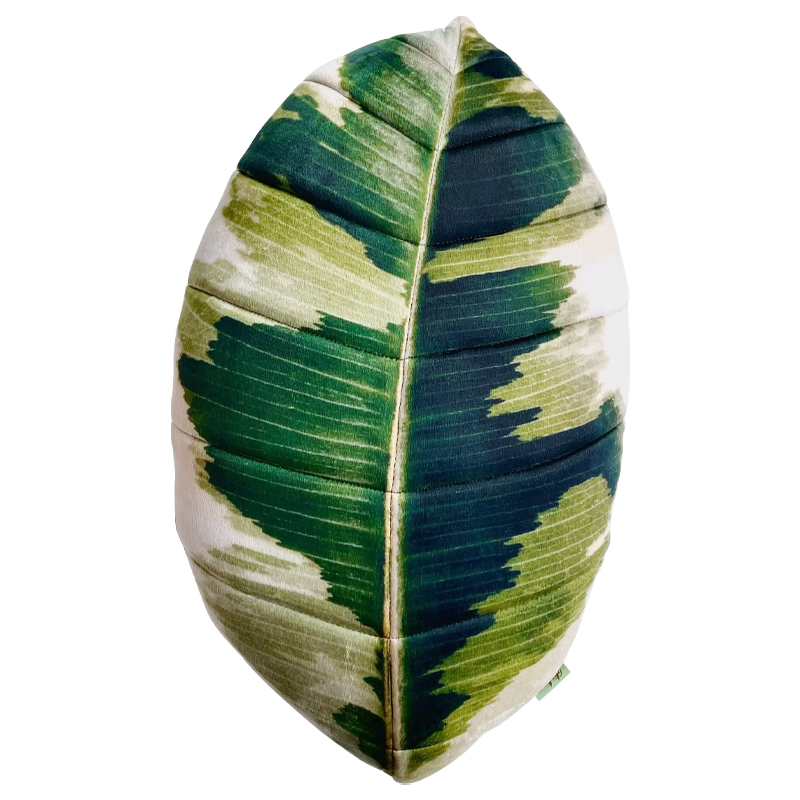Декоративная подушка Botanical Cushion Ficus Elastica Зеленый Салатовый Белый Декоративная подушка Botanical Cushion Ficus Elastica Зеленый Салатовый Белый в Твери | Loft Concept