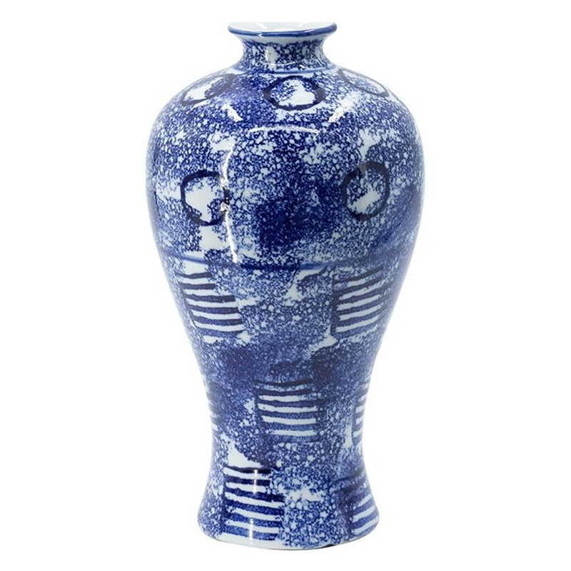 Ваза из фарфора сине-белого цвета Blue & White Ornament Белый Синий Ваза из фарфора сине-белого цвета Blue & White Ornament Белый Синий в Твери | Loft Concept