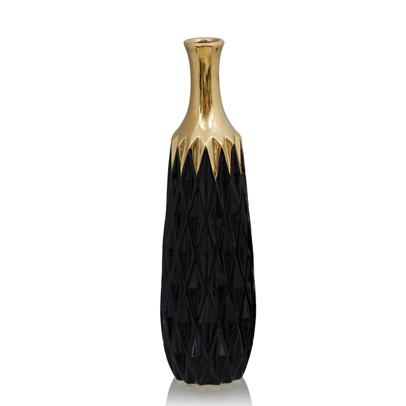 Ваза Gold Neck Vase Глянцевое золото Черный Ваза Gold Neck Vase Глянцевое золото Черный в Твери | Loft Concept