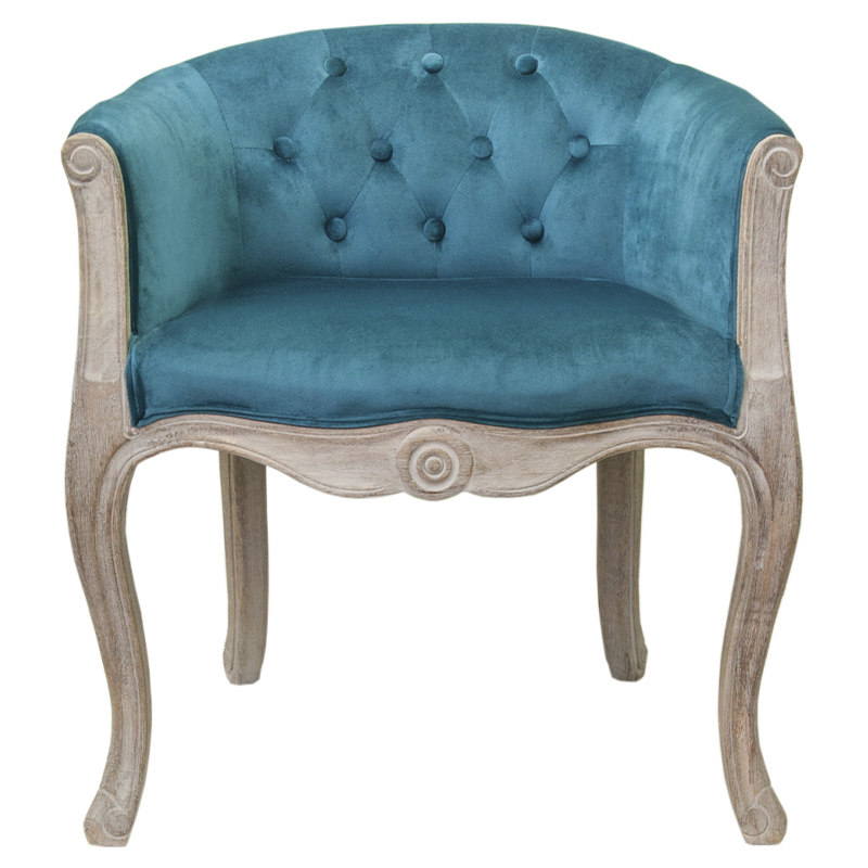Кресло низкое в стиле прованс Louis French Armchair blue velour Бирюзовый Бежевый Кресло низкое в стиле прованс Louis French Armchair blue velour Бирюзовый Бежевый в Твери | Loft Concept