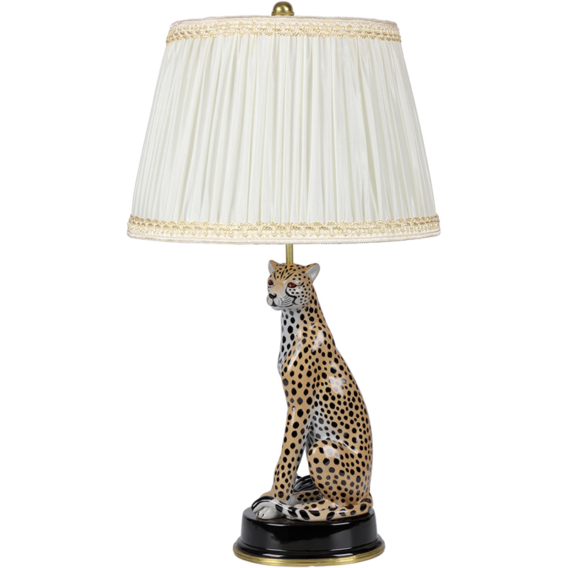 Настольная лампа с абажуром Leopard Table Lamp Кремовый Коричневый Черный Настольная лампа с абажуром Leopard Table Lamp Кремовый Коричневый Черный в Твери | Loft Concept