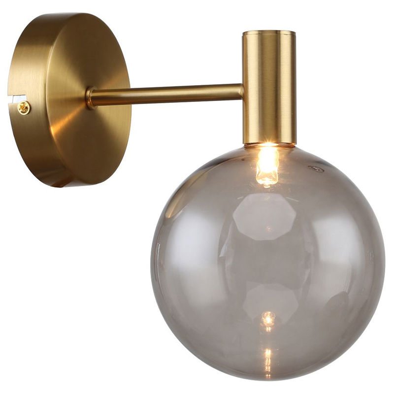 Бра с выдувным плафоном коньячного цвета Carmella Globe Brass Латунь Коньяк Бра с выдувным плафоном коньячного цвета Carmella Globe Brass Латунь Коньяк в Твери | Loft Concept