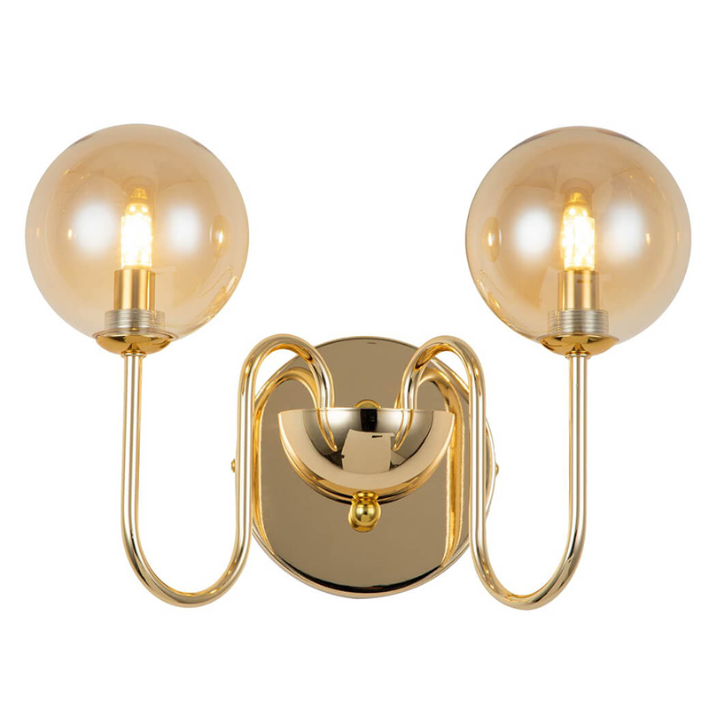 Бра Sheiry Glass Ball Wall Lamp Глянцевое золото Янтарный Бра Sheiry Glass Ball Wall Lamp Глянцевое золото Янтарный в Твери | Loft Concept