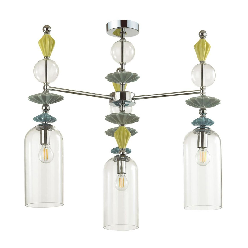 Люстра Iris Glass Chandelier candy 3 chrome Прозрачное Стекло Прозрачный зеленый Желтый Хром Люстра Iris Glass Chandelier candy 3 chrome Прозрачное Стекло Прозрачный зеленый Желтый Хром в Твери | Loft Concept