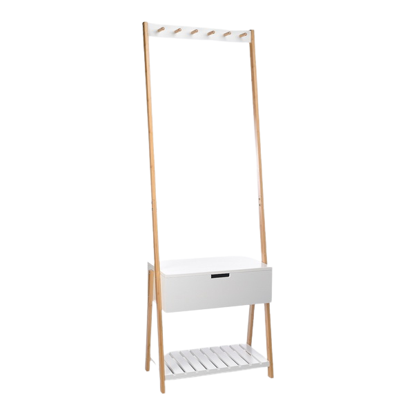 Вешалка для прихожей Сканди White & Beige Bamboo Белый Бежевый Вешалка для прихожей Сканди White & Beige Bamboo Белый Бежевый в Твери | Loft Concept