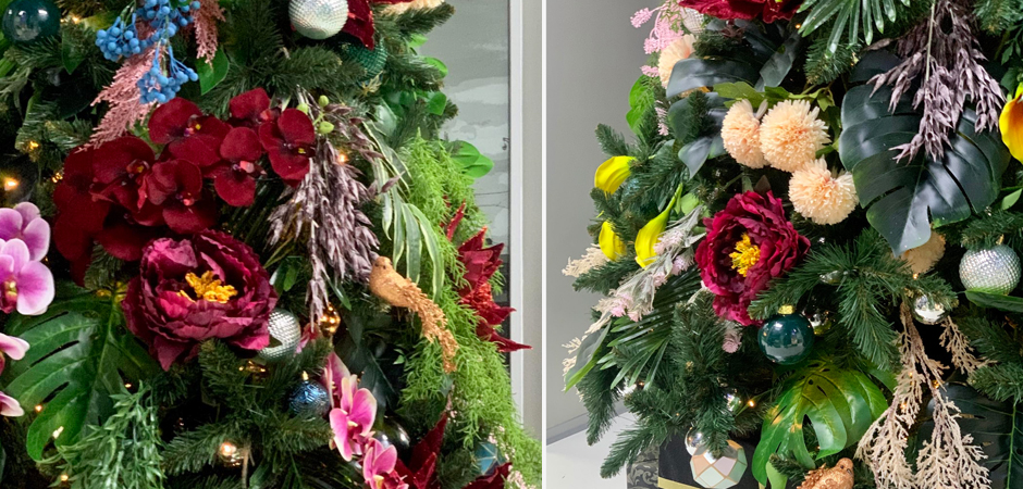 Ель Дизайнерская украшенная тропическими Цветами Christmas tree Tropical Flowers Ель Дизайнерская украшенная тропическими Цветами Christmas tree Tropical Flowers - Loft-Concept в Твери