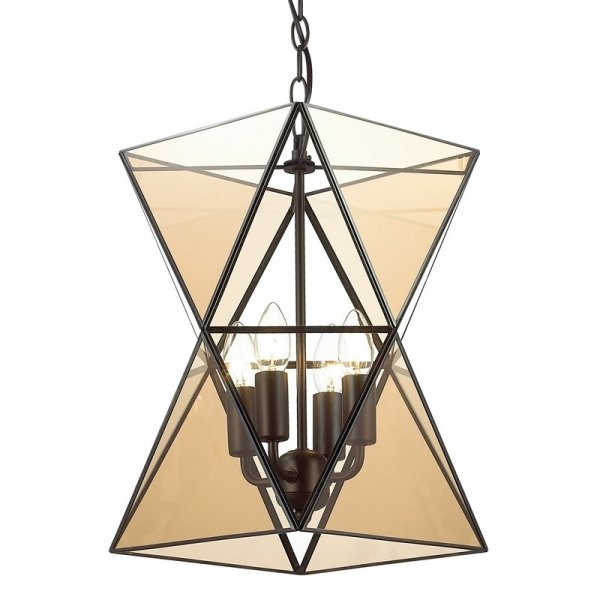 Люстра PolyPyramid Glass Pendant 4 Cognac Прозрачный Люстра PolyPyramid Glass Pendant 4 Cognac Прозрачный в Твери | Loft Concept
