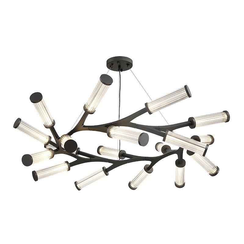 Люстра Cylinder Branches Chandelier Ring Black Черный Прозрачный Люстра Cylinder Branches Chandelier Ring Black Черный Прозрачный в Твери | Loft Concept