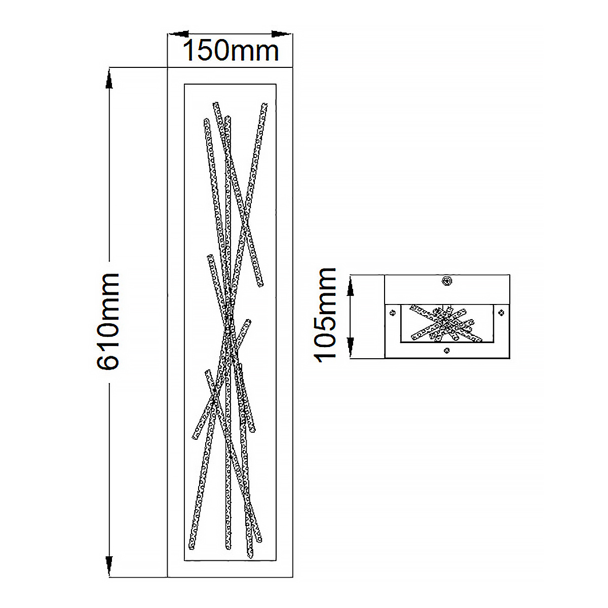 Бра в прямоугольной черной рамке с декором в виде ветвей в золотой отделке Hinkley в Твери